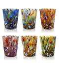 Bicchieri Tumbler Classic in Vetro Soffiati e Lavorati a Mano con Murrine di Murano, linea “I Colori di Murano” 350 ml. Made in Italy: MIX / 6