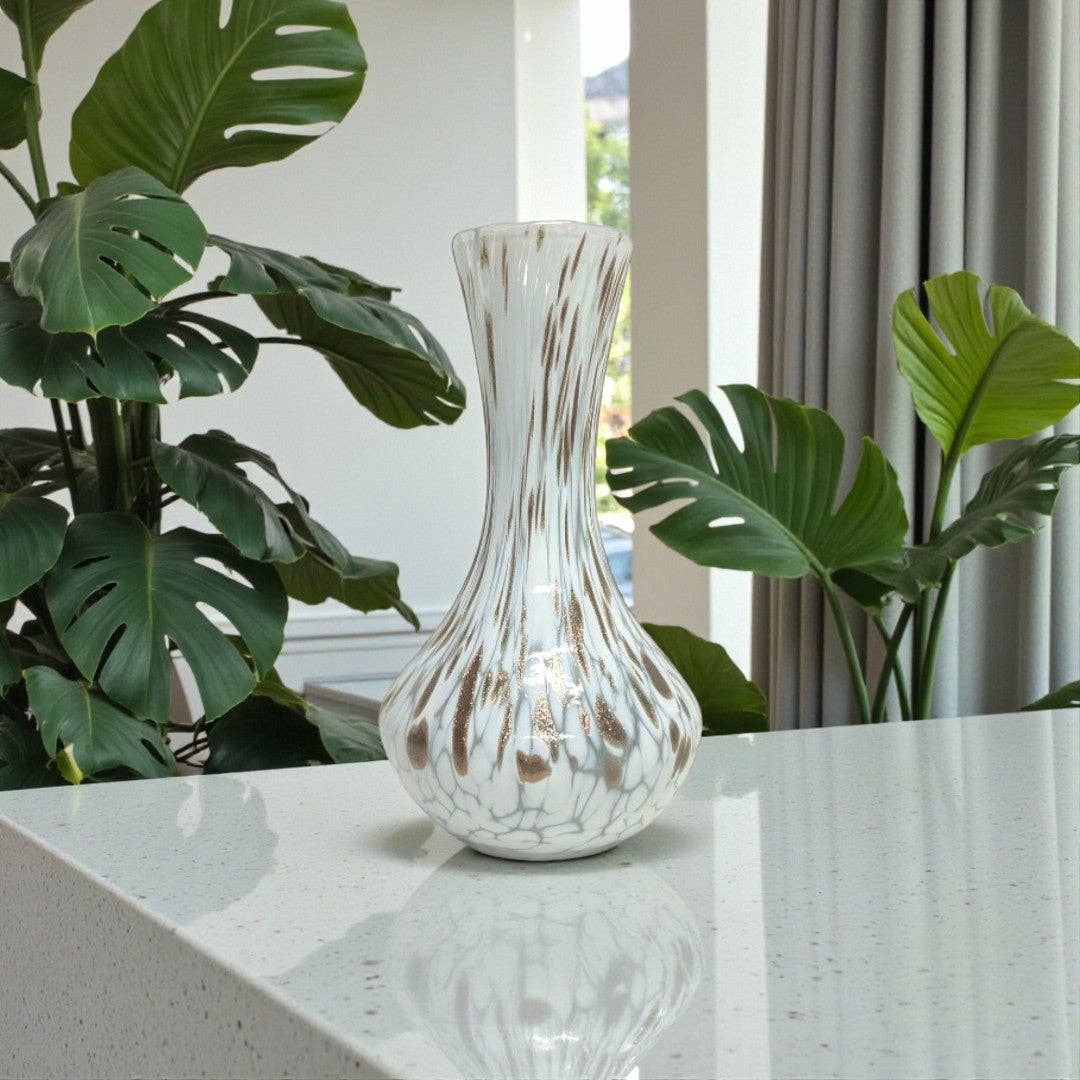1 Vaso in Vetro Avventurina Soffiato e Lavorato a Mano di Murano,Tesori da collezione